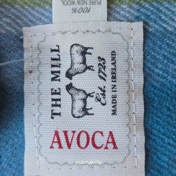 NWT Merino Wool Plaid Scarf AVOCA Ireland Blue & Purple Plaid - Picture 5 of 10